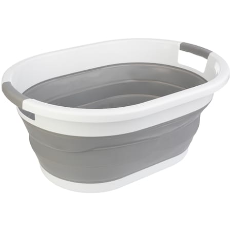 Wakeman Collapsible Laundry Basket - 39L Portable Sink, Plastic Bin, or Ice Bucket by Wakeman Gray 75-CMP1137